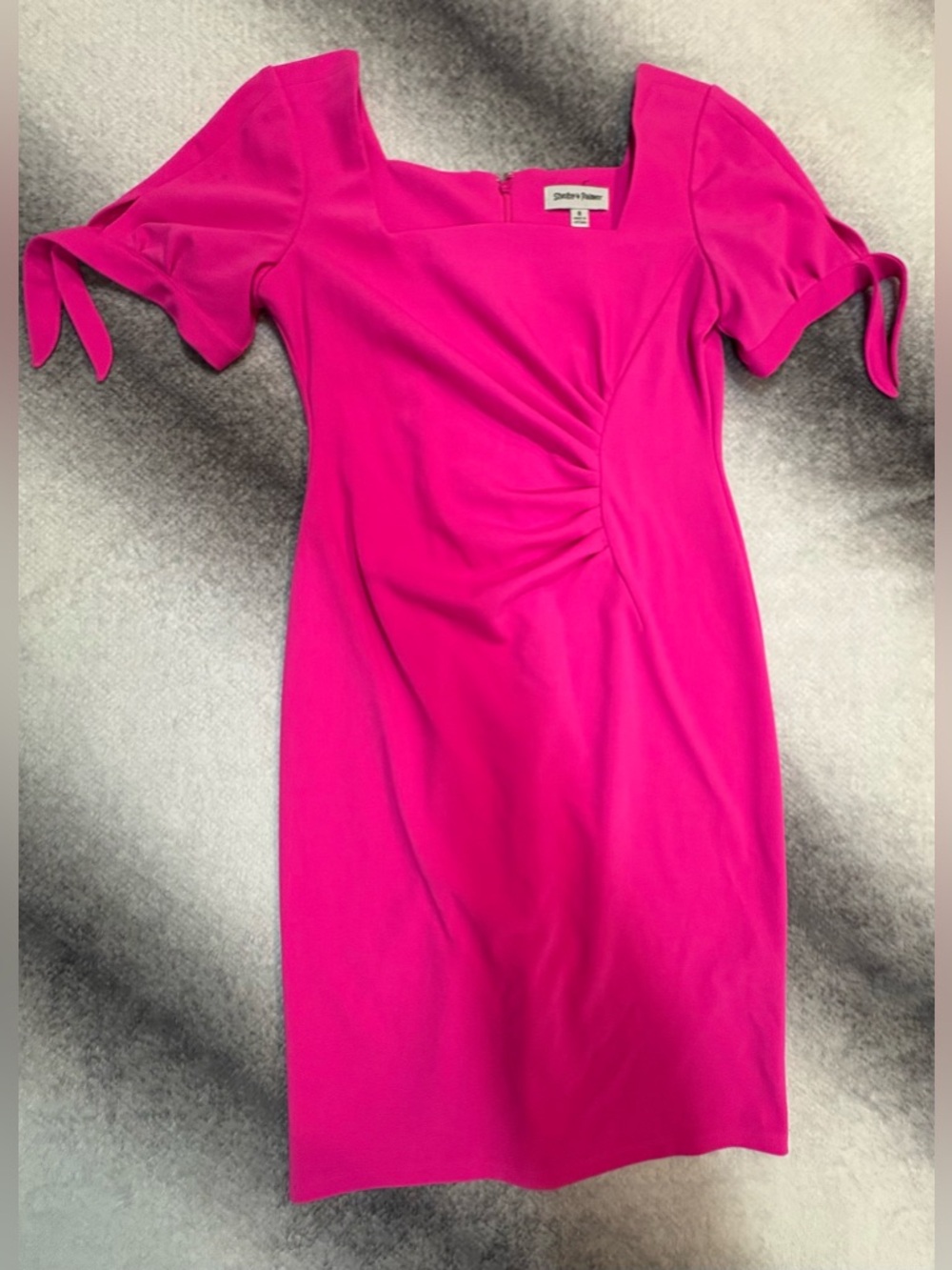 (A5) Shelby‎ & Palmer Hot Pink Ruched Puff Sleeve Sheath Dress - Size 8 - Good